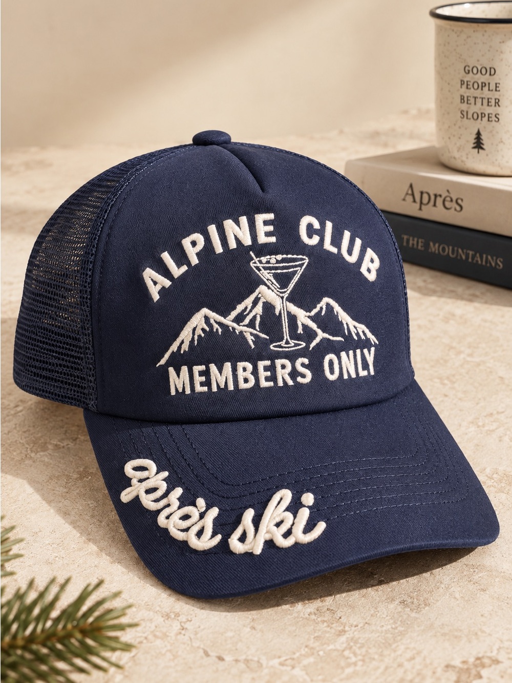 NEW Anthropologie x Worn/West Alpine Club Members Only Trucker Hat, Navy